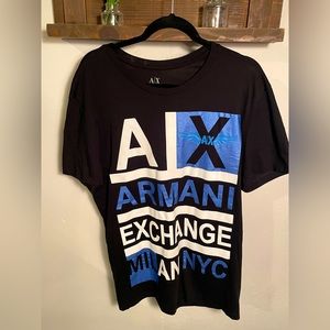Armani exchange t shirt shiny blue and shiny white